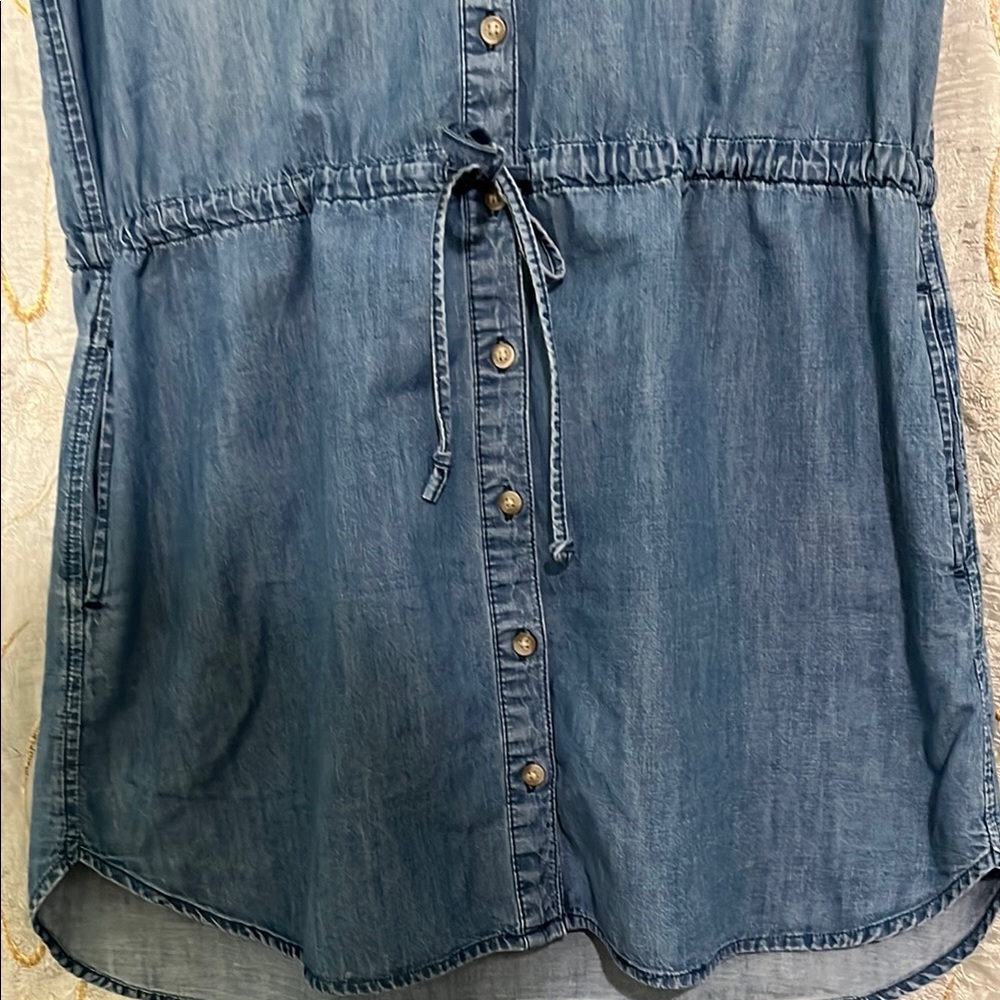 GAP Blue Buttoned Mini Dress with Notched Collar - Picture 5 of 8